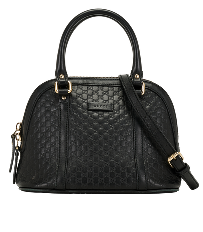 Mini Microguccissima Dome Bag, &pound;450, Handbags, Black, Leather, Front view